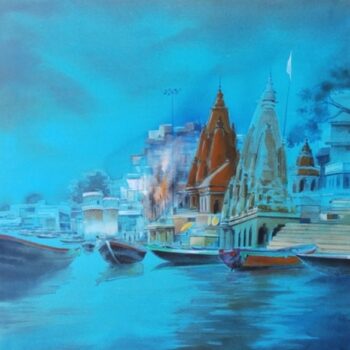 Varanasi Blues painting by Dipankar Ghosh