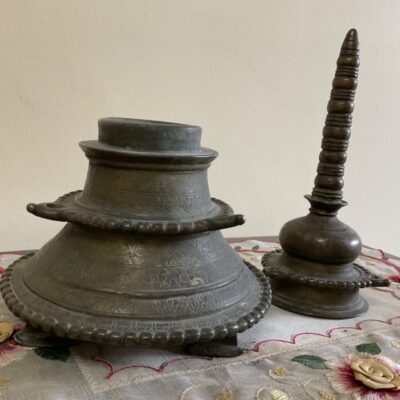 Antique Brass Inkwell
