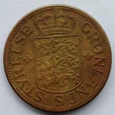 GREENLAND DANISH STATE, KM# 9, 5 KRONER, 1944, Circulated Condition.