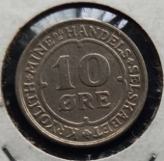 Greenland, 10 Ore, 1922, KM# Tn46, Token, Condition as per image. Ruling authority : Ivigtut Cryolite Mining (1875-1922)