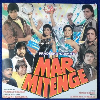 Mar Mitenge - SFLP 1274 - LP Record, Condition - 95%, Cover - Original - Mar Mitenge is a 1988 Hindi-language Indian feature film directed by Kawal Sharma, starring Jeetendra, Mithun Chakraborty, Madhavi, Bhanupriya, Shakti Kapoor, Amrish Puri, Shakti Kapoor, Vinod Mehra and Kader Khan. Record Details Title Mar Mitenge - SFLP 1274 Star Cast Jeetendra, Madhavi, Mithun Chakraborty, Bhanu Priya, Amrish Puri, Shakti Kapoor, Kader Khan, Asrani, Bob Christo, Jayashree Gadkar, Satyen Kappu, Viju Khote, Vinod Mehra, Mac Mohan, Yunus Parvez, Gurubachan Singh, Sudhir, Tiku Talsania, Chand Usmani, Anirudh Agarwal Singer Shailendra Singh, Kavita Krishnamurthy, Mohd. Aziz, Anupama Deshpande, Shabbir Kumar, Anuradha Paudwal, Kishore Kumar & Chorus Director Kanwal Sharma Producer Pradeep Sharma Music Laxmikant Pyarelal Lyrics Anand Bakshi Movie Releasing Year 1988 Genre Original Soundtrack Language Hindi Label T-Series Made In India Manufacture Super Cassettes Industries Pvt. Ltd. Serial No SFLP 1274 Side One Badon Ka Hai Farmana Shailendra Singh, Mohd. Aziz, Anuradha Paudwal & Kavita Krishnamurthy Haye Mere Rabba Anupama Deshpande & Chorus Ram Ne Kahi Mohd. Aziz & Shailendra Singh Side Two Dekho Mera Kishore Kumar, Anuradha Paudwal & Chorus Mar Mitenge Mohd. Aziz, Shailendra Singh & Anupama Deshpande Aale Re Aale Shabbir Kumar, Shailendra Singh & Chorus Specification Size 12 Inches Speed 33 RPM Record Condtion -95% Cover Condition Excellen