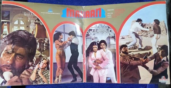 Mahaan - 2392 373 - Cover Book Fold -(First Pressing) - LP Record, Condition - 90%, Cover - Original - Vikram (Amjad Khan) is arrested for possession of drugs, but claims that he was framed by Rajan (Sujit Kumar), his associate, but no one believes him. Desperately he turns to his lawyer friend, Vikram, only to have himself prosecuted at his very hands. Vikram gets sentenced, and upon his release goes to Amit and asks him to negotiate to get him his share of their former business from Rajan. Amit agrees to do so, but the negotiation gets bitter, argument ensues, followed by fisticuffs and use of firearms, which lead to the death of Rajan. It is now Amit's turn to be on the run from the law, as his pleas that he acted in self-defense are ignored, and there is no one to turn to for help. Amit's pregnant wife, Janki, asks him to run away somewhere safe, while she re-locates to another city until his file is closed or set aside. Amit runs to nearby Nepal, while Janki gives birth to twins. Record Details Title - Mahaan - 2392 373 Star Cast - Ashok Kumar, Waheeda Rehman, Amitabh Bachchan, Zeenat Aman, Parveen Babi, Amjad Khan, Kader Khan, Aruna Irani, Shakti Kapoor, Sujit Kumar, Mac Mohan & Mukri. Director - S. Ramanathan Producer - Satyanarayana & Suryanarayana Singer - Rahul Dev Burman, Asha Bhosle, Kishore Kumar, Amit Kumar & Amitabh Bachchan Music - Rahul Dev Burman Lyrics - Anjaan Releasing Year - 1982 Genre - Original Soundtrack Language - Hindi Label - Music India Made In India Manufacture - Music India Ltd. Serial No. - 2392 373 Side One Ye Din To Aata Hai Rahul Dev Burman, Asha Bhosle & Chorus Jidhar Dekhoon Kishore Kumar Asli Kya Hai Kishore Kumar & Amit Kumar Aadhi Baat Ho Chukhi Kishore Kumar Side Two Pyar Mein Dil Pe Maar De Goli Kishore Kumar & Asha Bhosle Jidhar Dekhoon Amitabh Bachchan Har Gori Rani Yahan Kishore Kumar Specification Size - 12 Inches Speed - 33 RPM Record Condition - 90% Cover Condition - Excellent