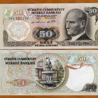 Turkey 50 Lirasi old rare long size issue UNC 1970