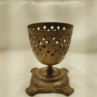 Vintage Antique Brass Candle Stick Holder in Beautiful Cut Out Stars Cross Pattern