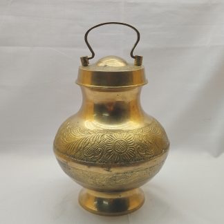 Antique Brass Ganga Jal Pot in Floral & Leaf Design