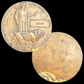 Great Britain 1914-1918 First World War Memorial Large Bronze Medallion Plaque Issued in the name of "IBRAHIM" Obv: comprises the figure of